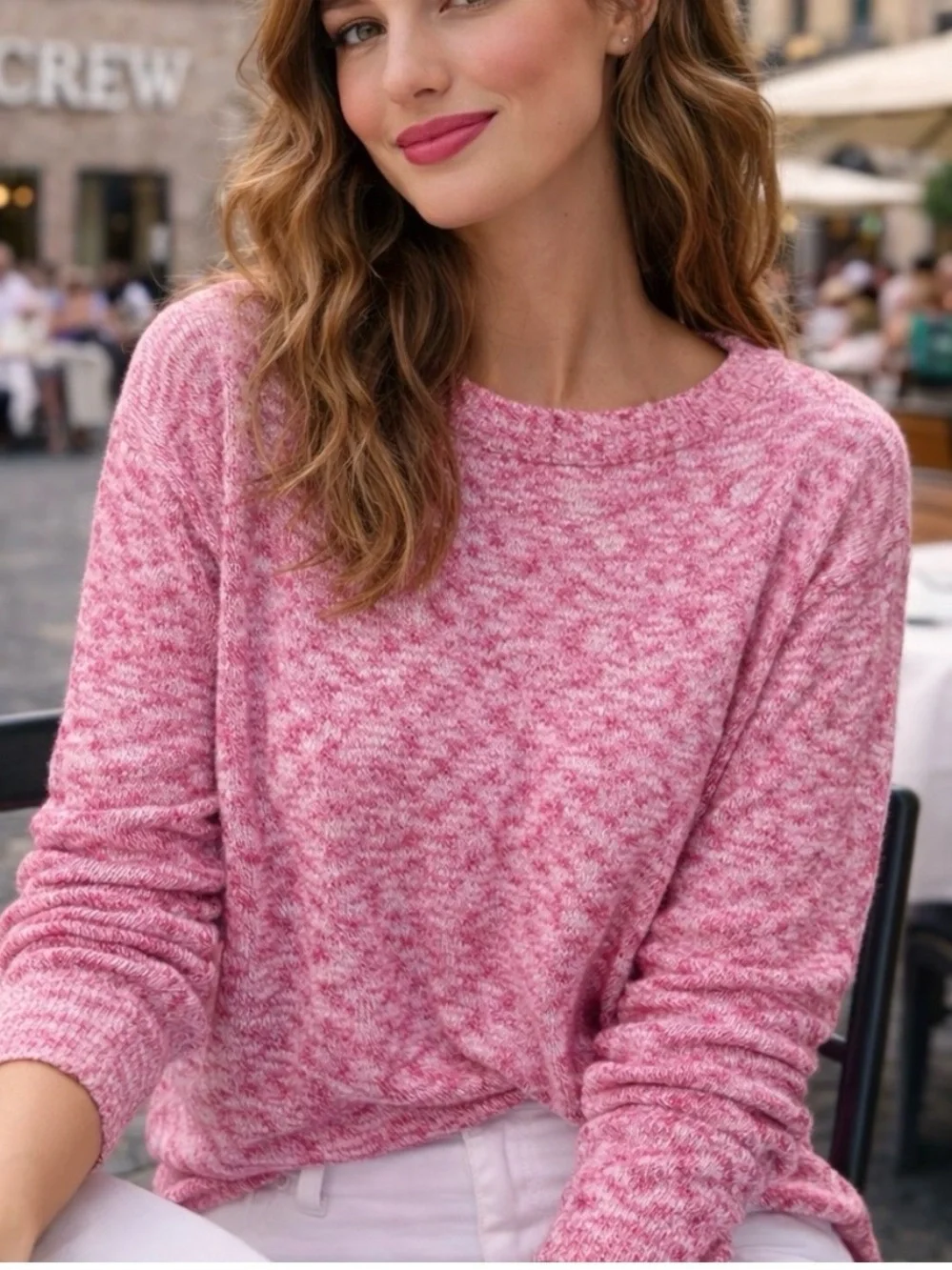 J. Crew Pink Marled Lightweight Crewneck Sweater NWT